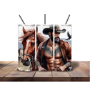 20oz Skinny Tumbler Printed Paper - Tattoo Cowboy
