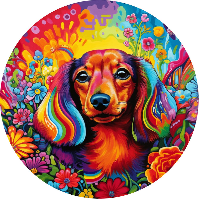 Sublimation Mug Print with Round Coaster Print - Rainbow Dachhound