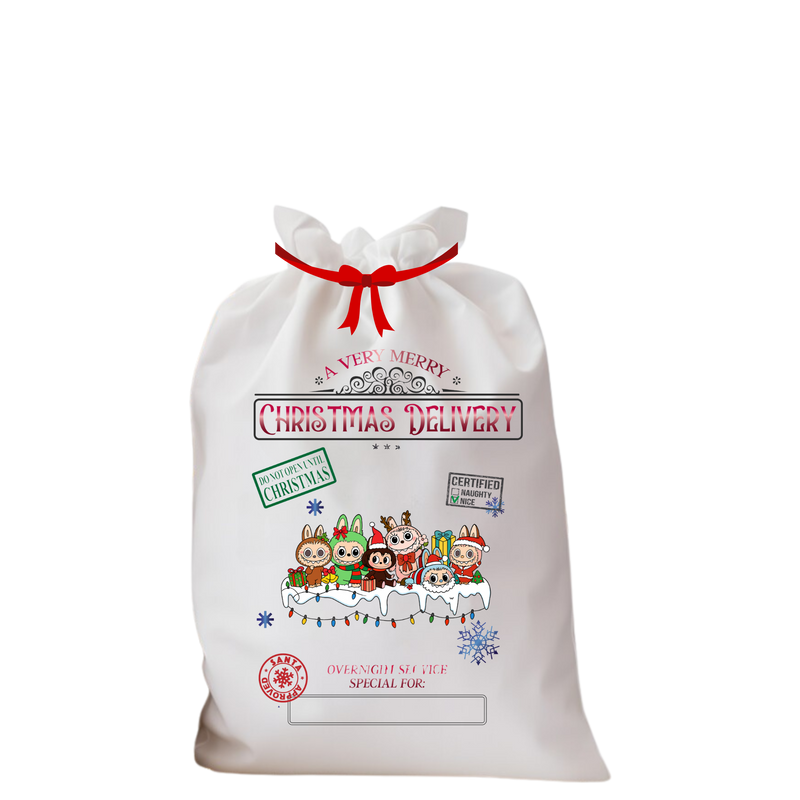 Santa Sack DTF Print - Christmas Labubu