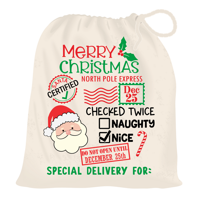 DTF Transfer Sheet - Santa Sack Print