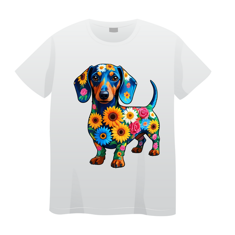 DTF Transfer Sheet - Floral Dachshund