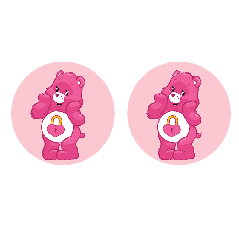 5cm Round Keyring Print -Care Bear