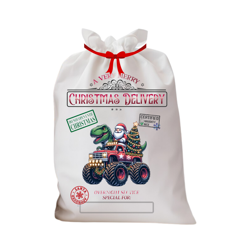 Santa Sack DTF Print - Christmas Monster Truck