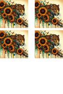 Sunflower Leopard - Sublimation Coaster Prints 4 Per Pkt 4"x4"