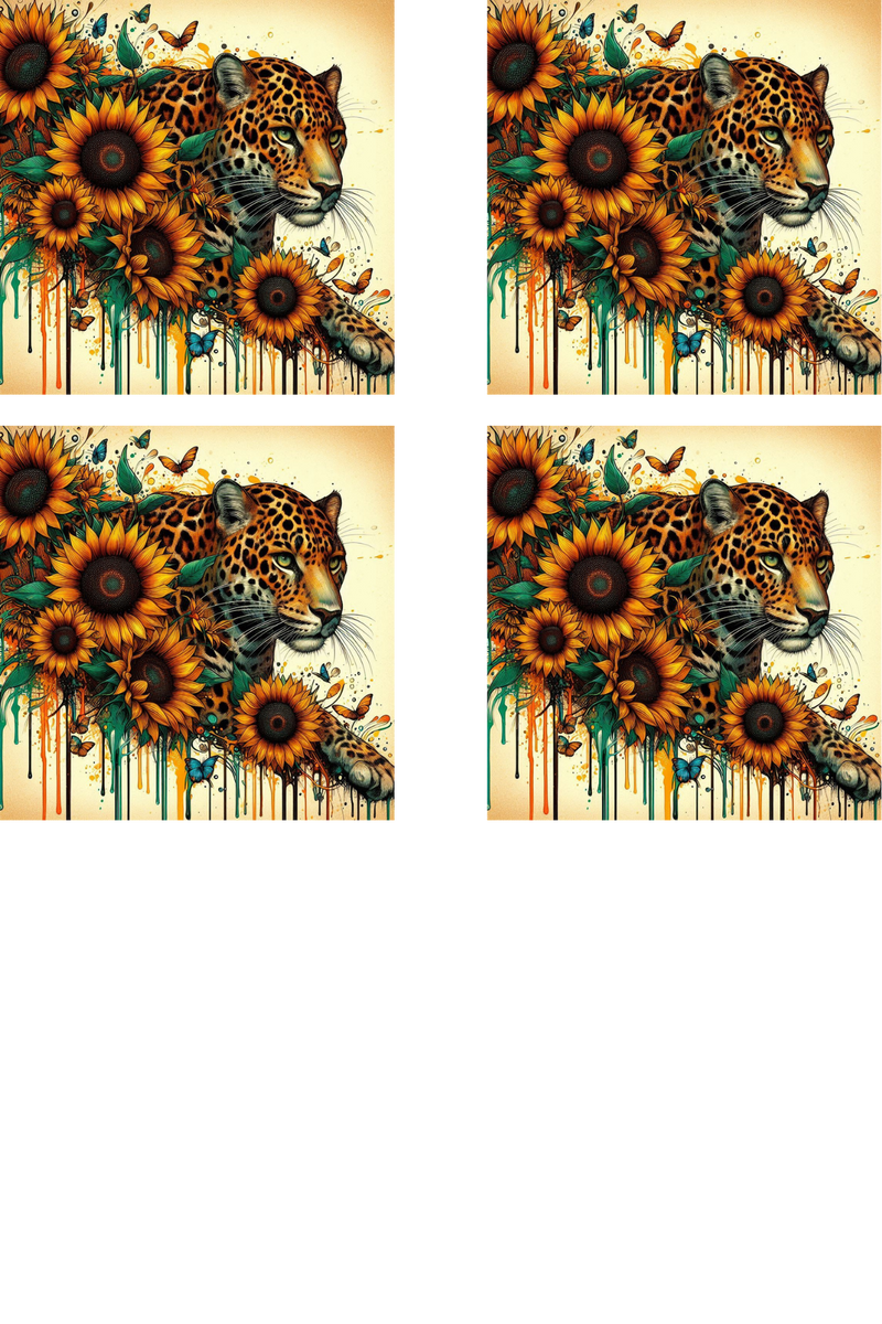 Sunflower Leopard - Sublimation Coaster Prints 4 Per Pkt 4"x4"