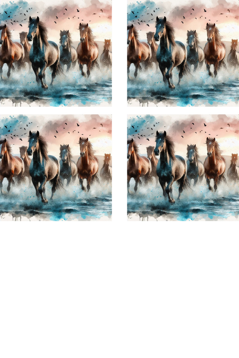 Running Horses - Sublimation Coaster Prints 4 Per Pkt 4"x4"