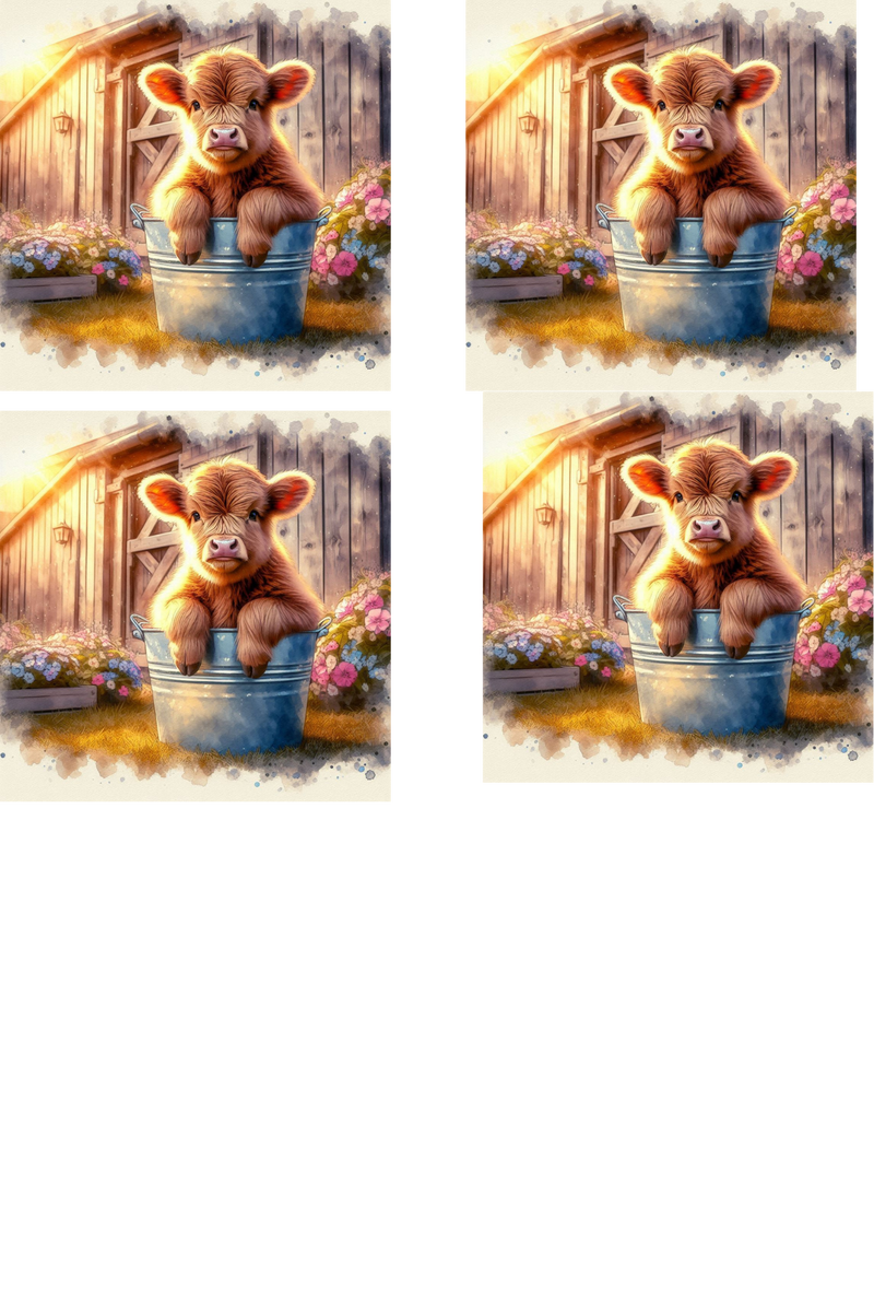 Highlander Cow - Sublimation Coaster Prints 4 Per Pkt 4"x4"