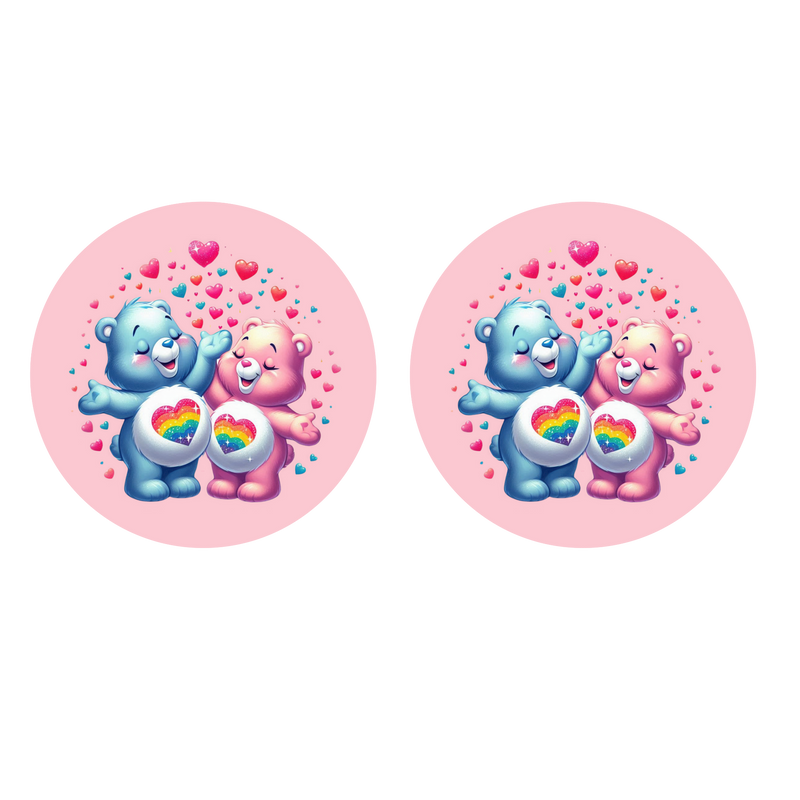 5cm Round Keyring Print - Care Bears