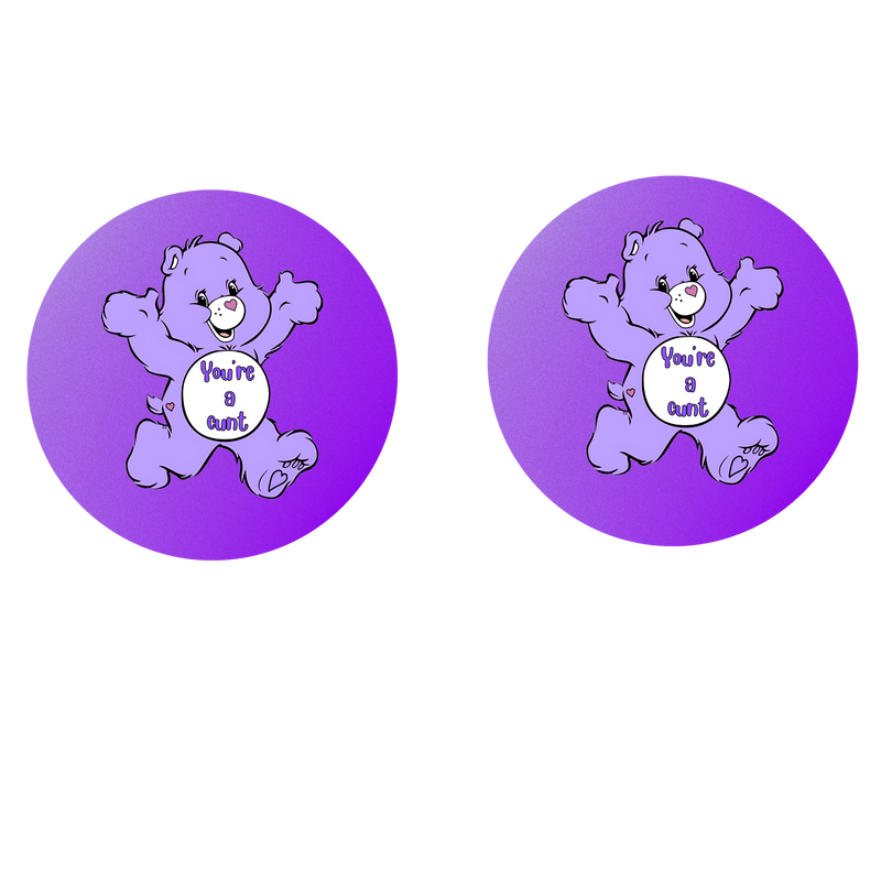 5cm Round Keyring Print - Naughty Care Bear