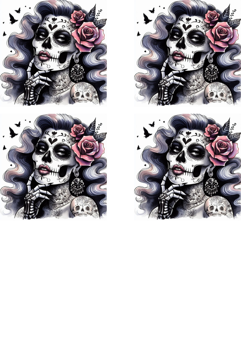 Lady Skull - Sublimation Coaster Prints 4 Per Pkt 4"x4"