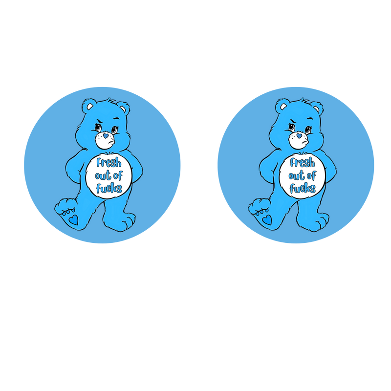 5cm Round Keyring Print - Naughty Care Bear