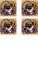 Sunflower Pug - Sublimation Coaster Prints 4 Per Pkt 4"x4"