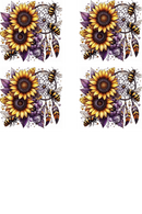 Sunflower Bees - Sublimation Coaster Prints 4 Per Pkt 4"x4"