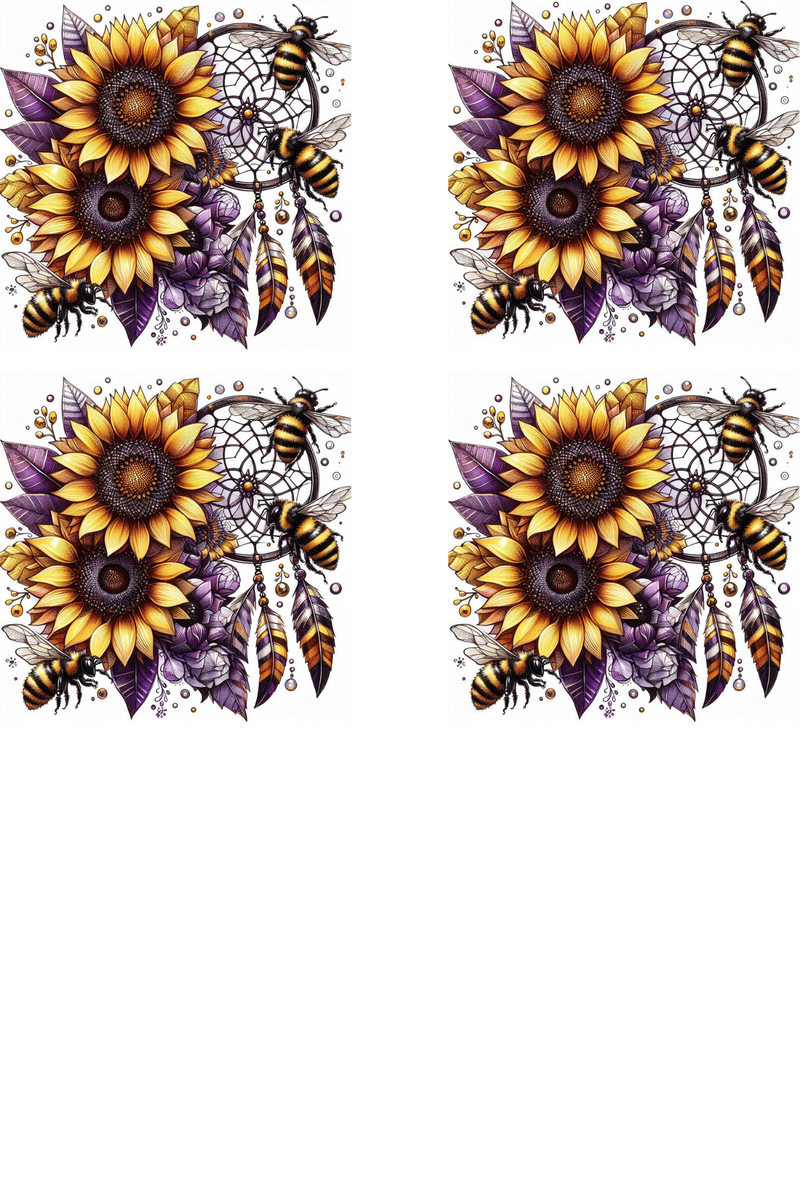 Sunflower Bees - Sublimation Coaster Prints 4 Per Pkt 4"x4"