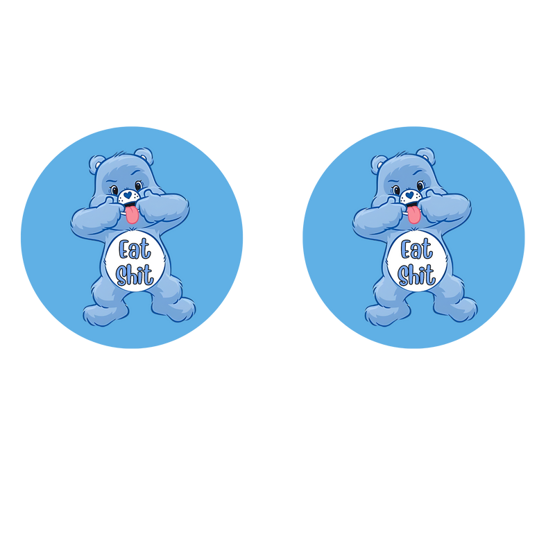 5cm Round Keyring Print - Naughty Care Bear