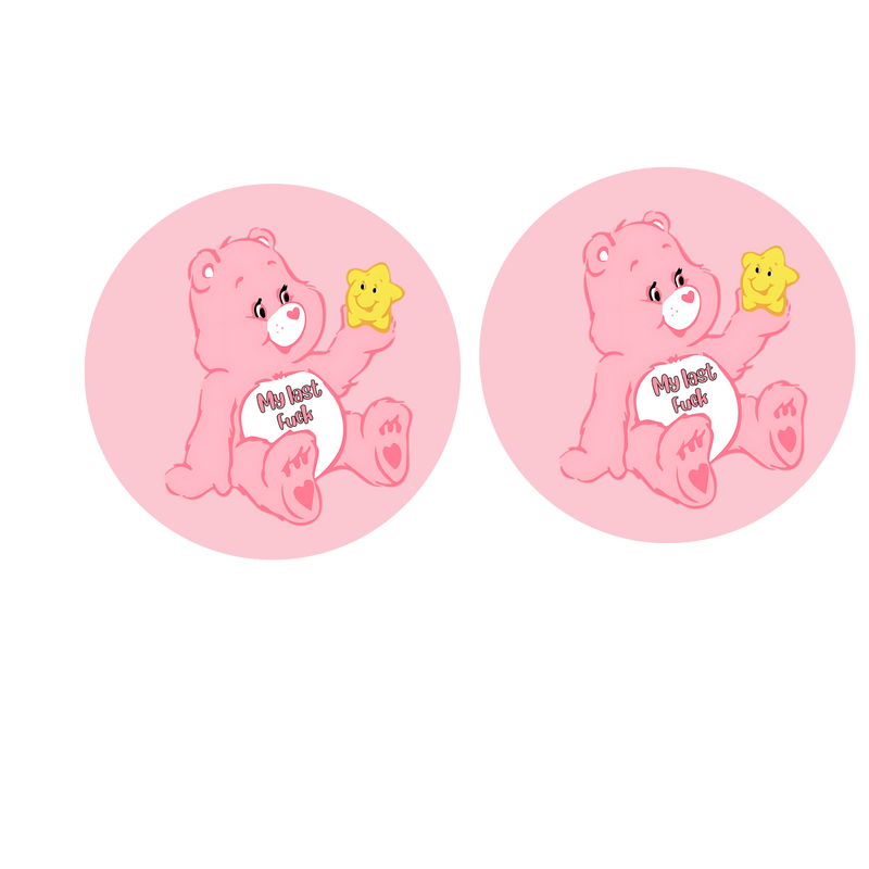 5cm Round Keyring Print - Naughty Care Bear