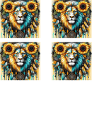 Sunflower Lion - Sublimation Coaster Prints 4 Per Pkt 4"x4"