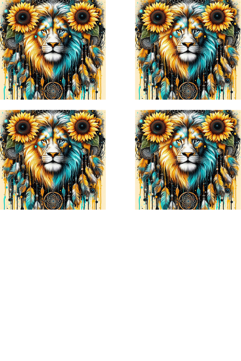 Sunflower Lion - Sublimation Coaster Prints 4 Per Pkt 4"x4"