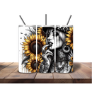 20oz Skinny Tumbler Printed Paper - Black and White Sunflower Lady