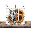 20oz Skinny Tumbler Printed Paper - Dripping Paint White Leopard
