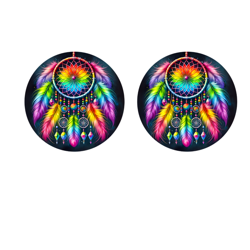 5cm Round Keyring Print - Feathers