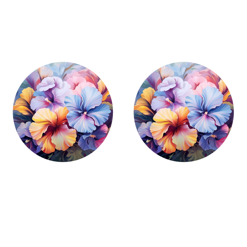 5cm Round Keyring Print - Flowers