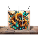20oz Skinny Tumbler Printed Paper - Teal Paint Dripping Butterfly's