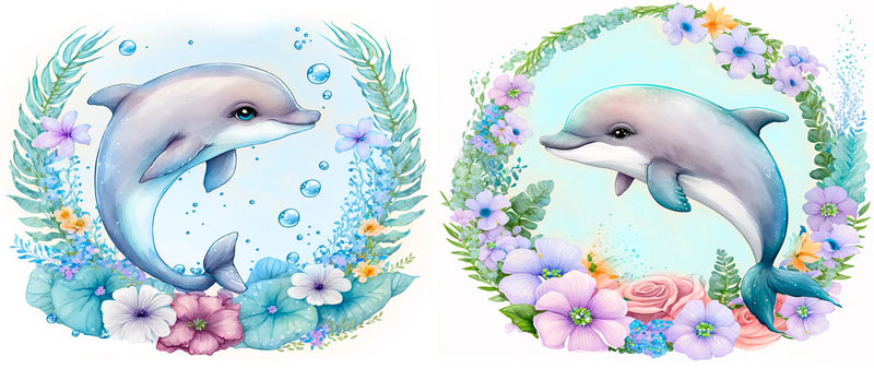 Floral Dolphins printed Sublimation Paper for 11oz mug