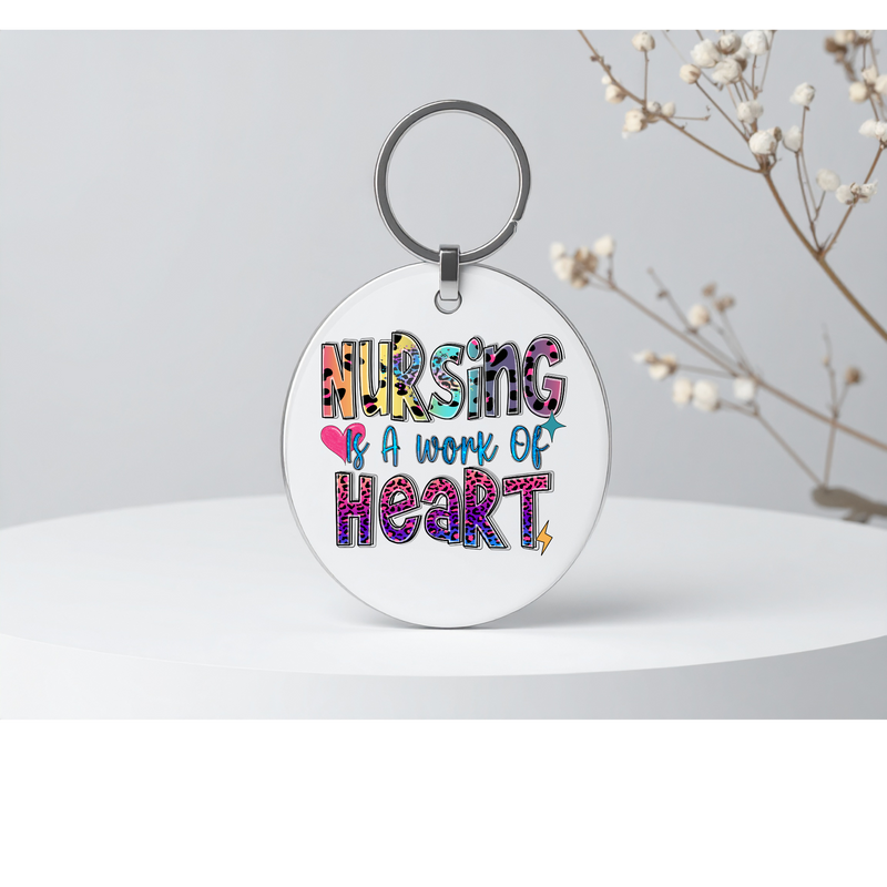 5cm Round Keyring Print - Nurse