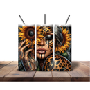 20oz Skinny Tumbler Printed Paper - Sunflower Leopard Lady