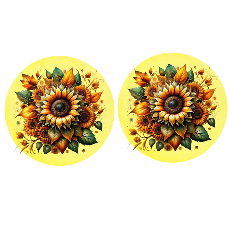 5cm Round Keyring Print - Sunflowers