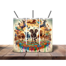 20oz Skinny Tumbler Printed Paper - Paint Dripping African Animals