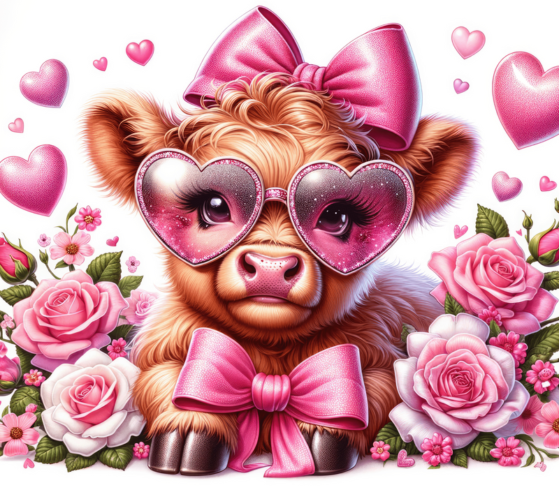 Pink Highland Cow 20oz Skinny Tumbler Printed Paper