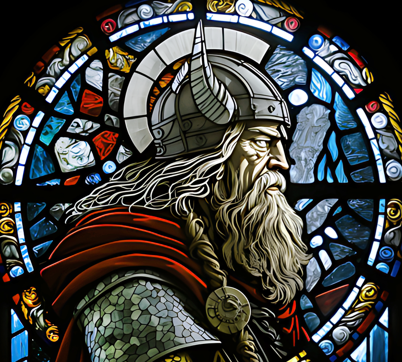 Viking Stained Glass 20oz Skinny Tumbler Printed Paper