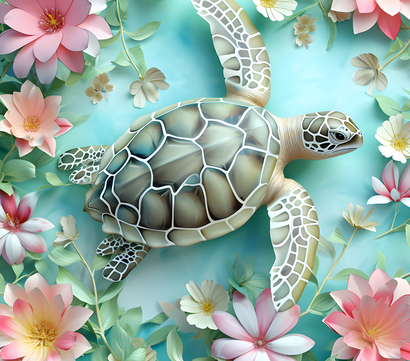 3D Sea Turtle 20oz Skinny Tumbler Printed Paper