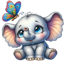 DTF Transfer Sheet Adorable Elephant