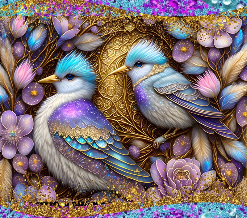 Neon Glitter Birds 20oz Skinny Tumbler Printed Paper