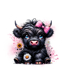 Transfer Sheet - Baby Black Sunflower Highlander Cow