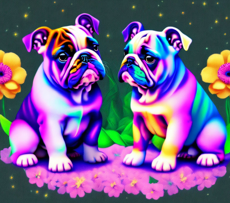 Neon French Bulldogs 20oz Skinny Tumbler Printed Paper