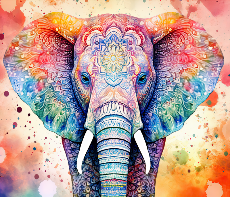 Mandala Pastel Elephant Print 20oz Skinny Tumbler Printed Paper