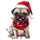 DTF Transfer Sheet -Christmas Pug Dog