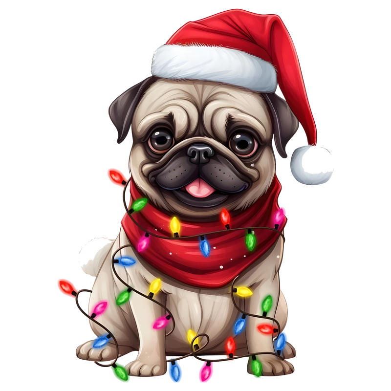 DTF Transfer Sheet -Christmas Pug Dog