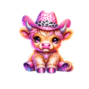 DTF Transfer Sheet - Pink Cowgirl Highlander Cow