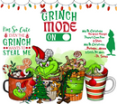 Grinch Mode 20oz Skinny Tumbler Printed Paper