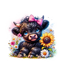 Transfer Sheet - Pink Bow Baby Highlander Cow