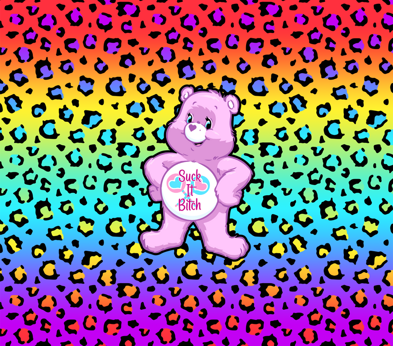 Rainbow Leopard Care Bear 20oz Skinny Tumbler Printed Paper