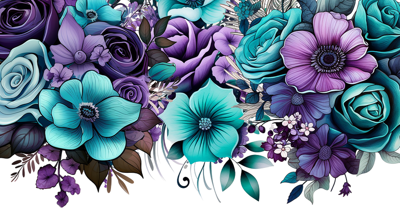 40oz Tumbler UV DTF Print - Blue Flowers