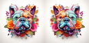 3D Bright Floral Bulldog Printed Sublimation Paper for 11oz mug -