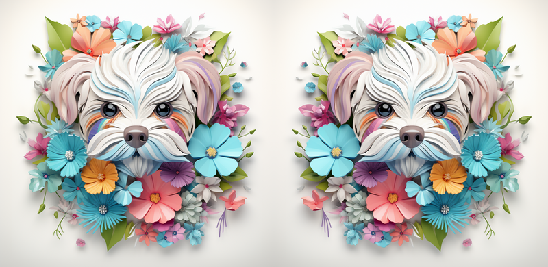 3D Coloured Floral Maltese Printed Sublimation Paper for 11oz mug -