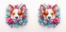 3D Floral Corgi Printed Sublimation Paper for 11oz mug -